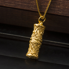 千年珠宝竹节足金吊坠