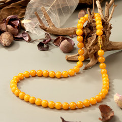 保丽金蜜蜡圆珠项链